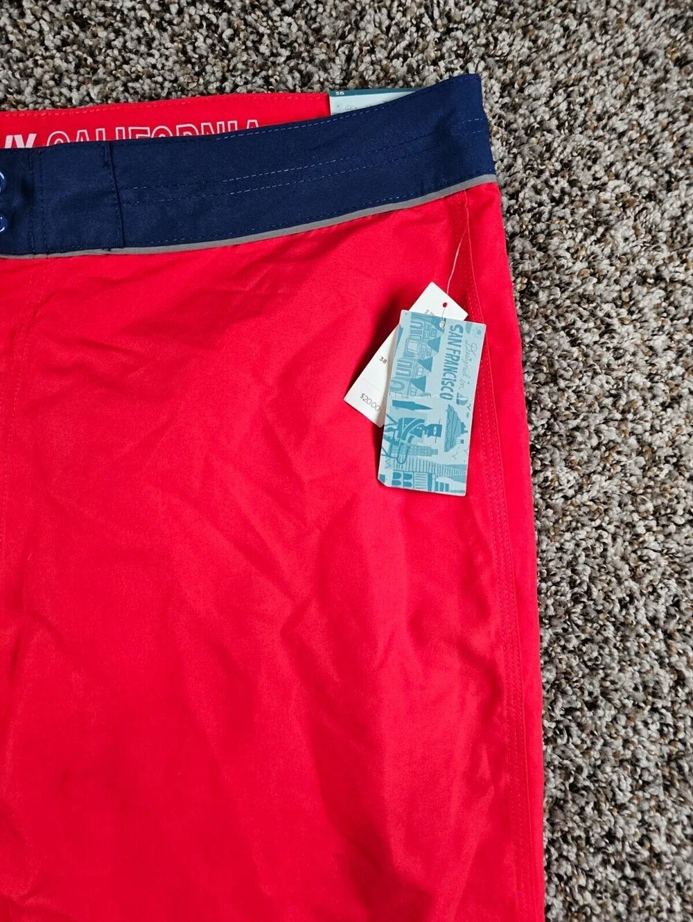 Old Navy Mens Sz 38 Swimsuit Swim Trunks Board Shorts Red Navy Blue NEW